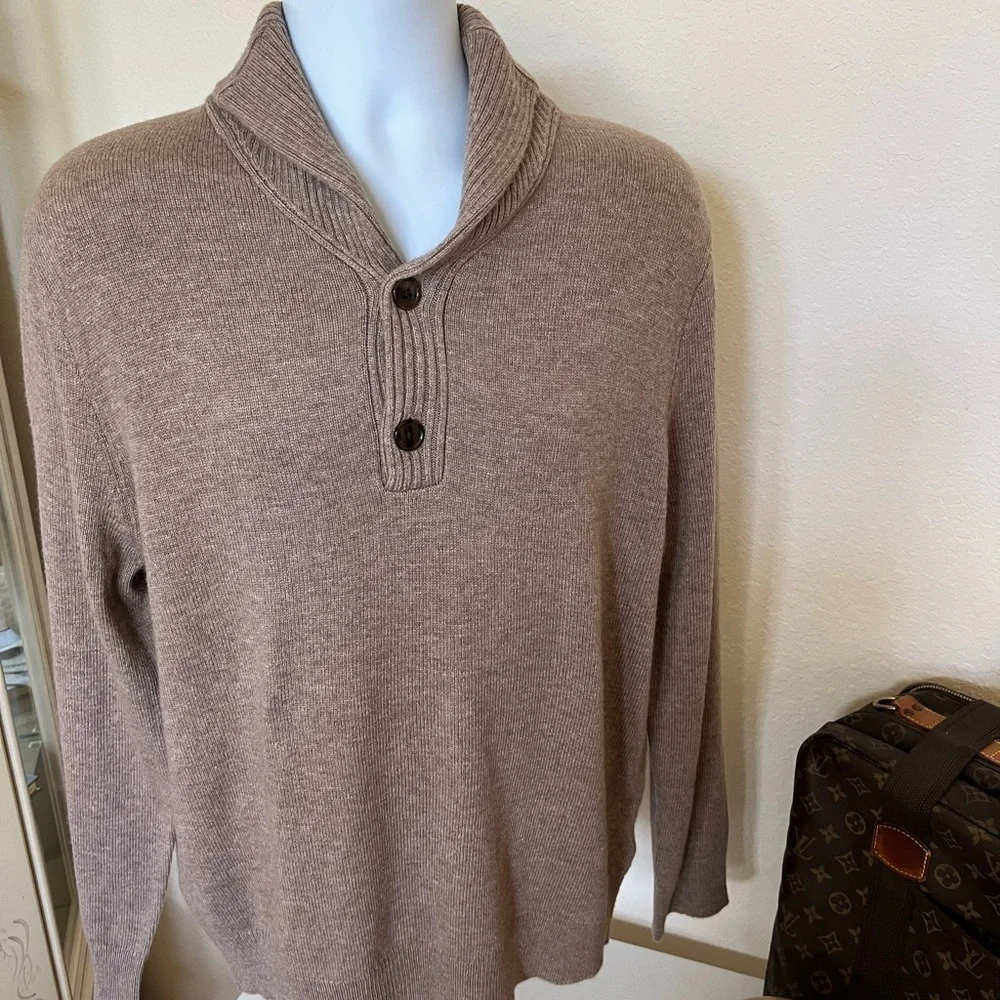 NWT J. Crew Tan Shawl Collar Button Lambswool Blend Size L